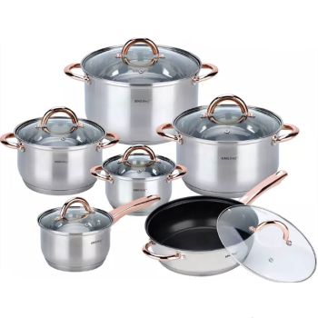 KINGHoff 12 delni set posode - KH 1765, roza-zlat