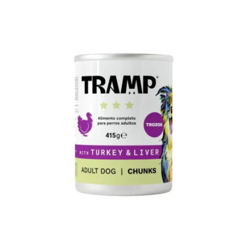 Tramp 3* Dog Chunks With Trukey &amp; Liver - Koščki purana in jeter za odrasle pse, 8 x 415 g
