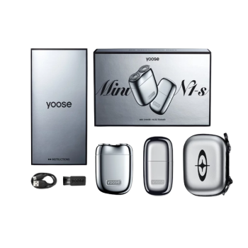 YOOSE Mini 2.0 komplet - brivnik in prirezovalnik, srebrn